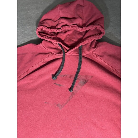 Gymshark Men’s Sz Large Maroon Hoodie Black Logo Sweatshirt Gym Training Work - Picture 2 of 12